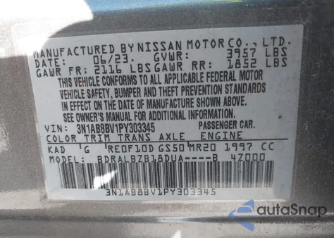2023 Nissan Sentra S Xtronic Cvt from USA, damaged, VIN 3N1AB8BV1PY303345